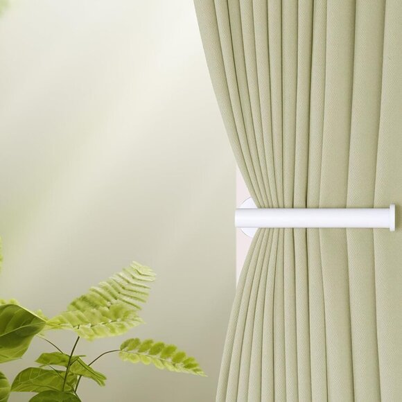 2 Pack Adhesive Curtain Holdbacks - No Drill Curtain Tie Backs & Hooks White - Picture 6 of 6